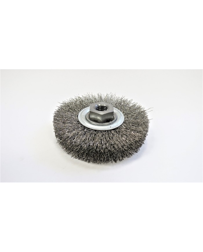 SZCZOTKA DRUCIANA FI 125 Z NAKRĘTKĄ M14  NIERDZEWNA