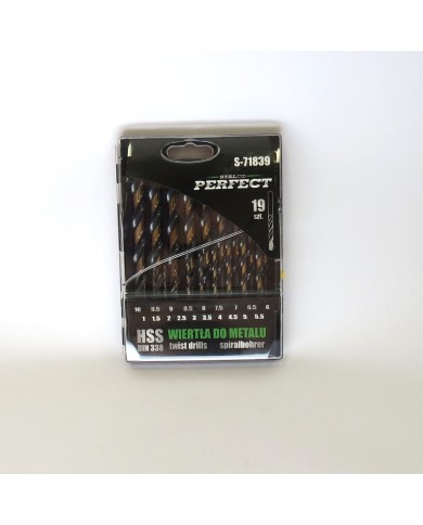 ZESTAW WIERTEŁ DO METALU DIN 338 19 ELEMENTÓW