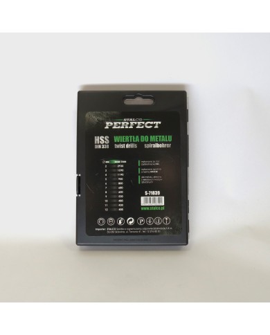 ZESTAW WIERTEŁ DO METALU DIN 338 19 ELEMENTÓW