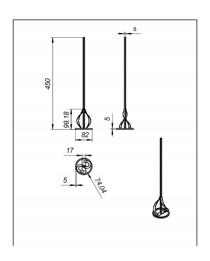 MIESZADŁO ZE STALI NIERDZEWNEJ SPIRALNE Z PŁASKOWNIKA FI 82MM NIERDZEWNE