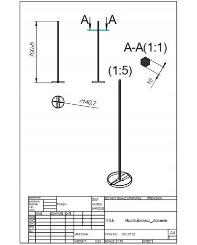 MIESZADŁO ZE STALI NIERDZEWNEJ - ROZDRABNIACZ FI 140MM M14