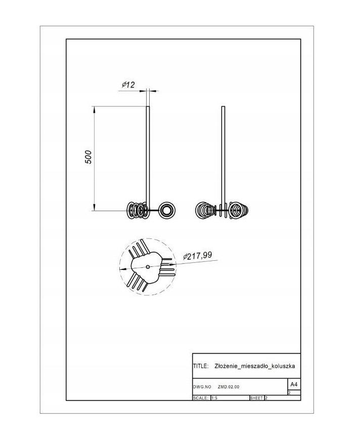 MIESZADŁO ZE STALI NIERDZEWNEJ - KOLUSZKA POLER FI 218MM M14