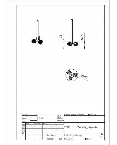 MIESZADŁO ZE STALI NIERDZEWNEJ - KOLUSZKA 1D FI 100MM M14