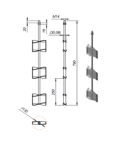 MIESZADŁO ZE STALI NIERDZEWNEJ TRZYPIĘTROWE DO CHEMII M14