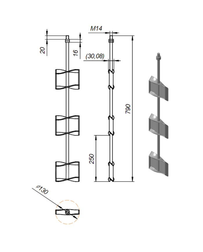 MIESZADŁO ZE STALI NIERDZEWNEJ TRZYPIĘTROWE DO CHEMII M14