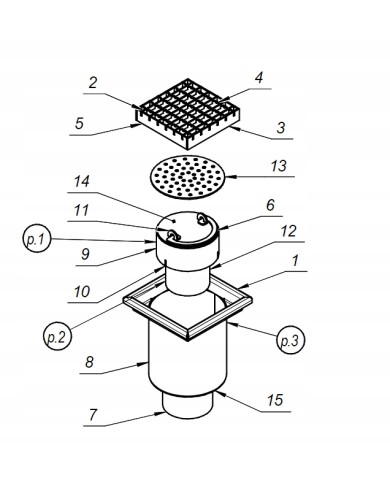 KRATKA ŚCIEKOWA PRZEMYSŁOWA DOLNA 200X200mm