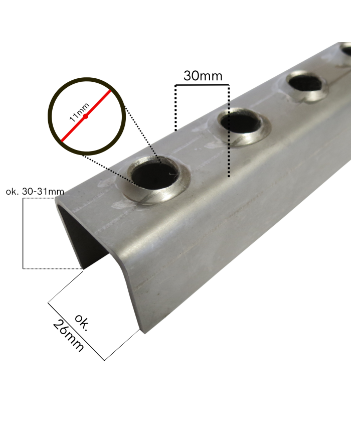 STOPIEŃ DRABINY TREP SZCZEBEL 40CM STAL NIERDZEWNA