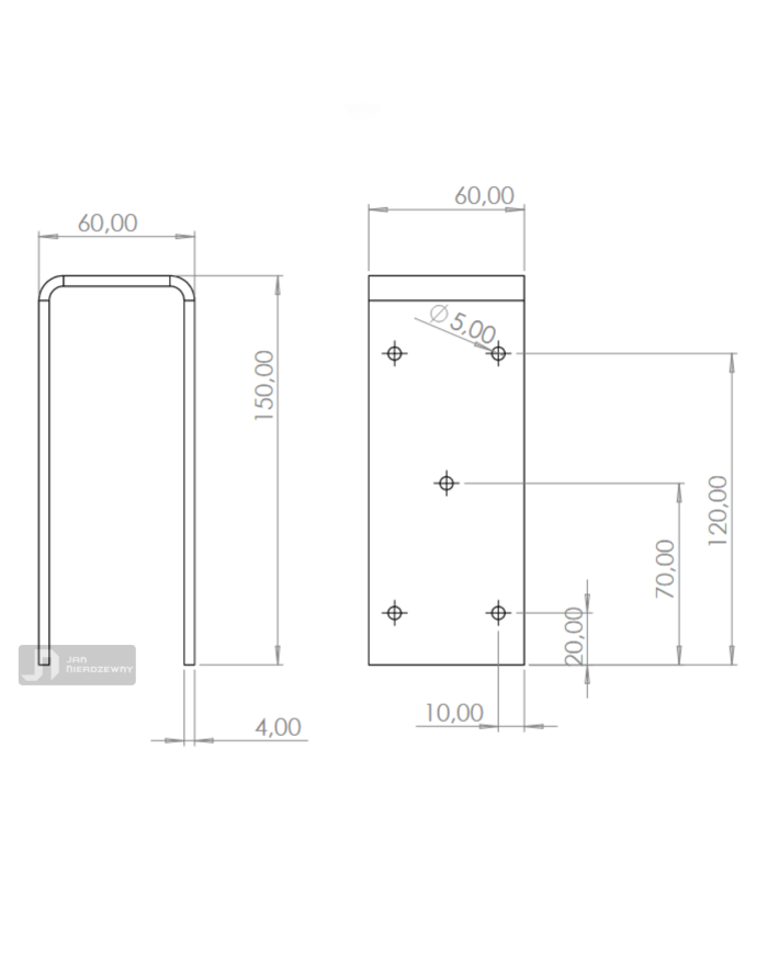 UCHWYT MOCOWANIA PODSTAWA SŁUPA STAL NIERDZEWNA