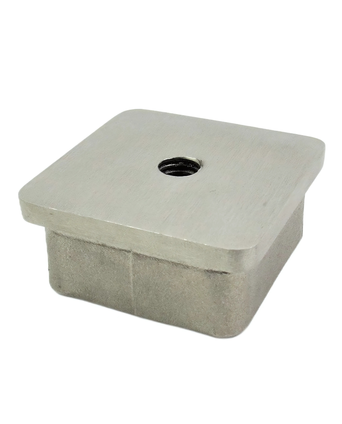 ZAŚLEPKA WBIJANA Z GWINTEM M8 SZLIF 60X60X2 NIERDZEWNA GAT. 304